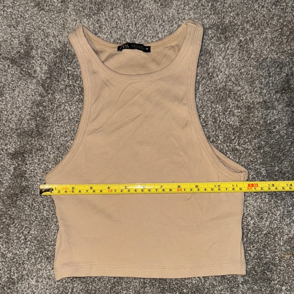 Zara Tan Ribbed Tank Top - Picture 3 of 6